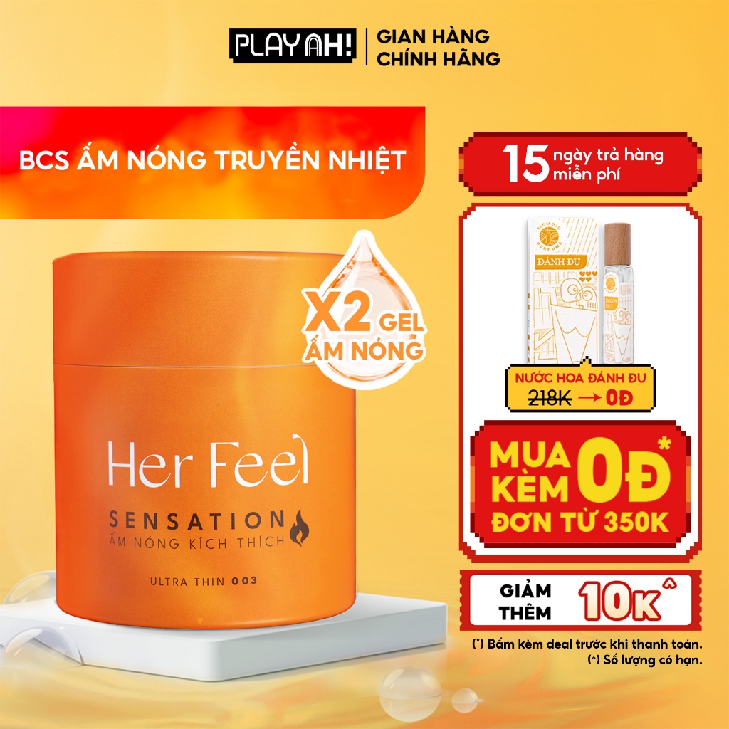 Bao cao su ấm nóng Her Feel Sensation Siêu Mỏng Cao Cấp Hộp 3/10