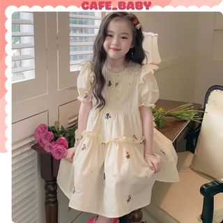   11-38kg  Váy Đầm Bé Gái Mùa Hè Thiết Kế Babydoll Suông Chất Cotton Thô Mềm Mát Hoa Nhí Dễ Thương Size Nhí Đại - BABY066 