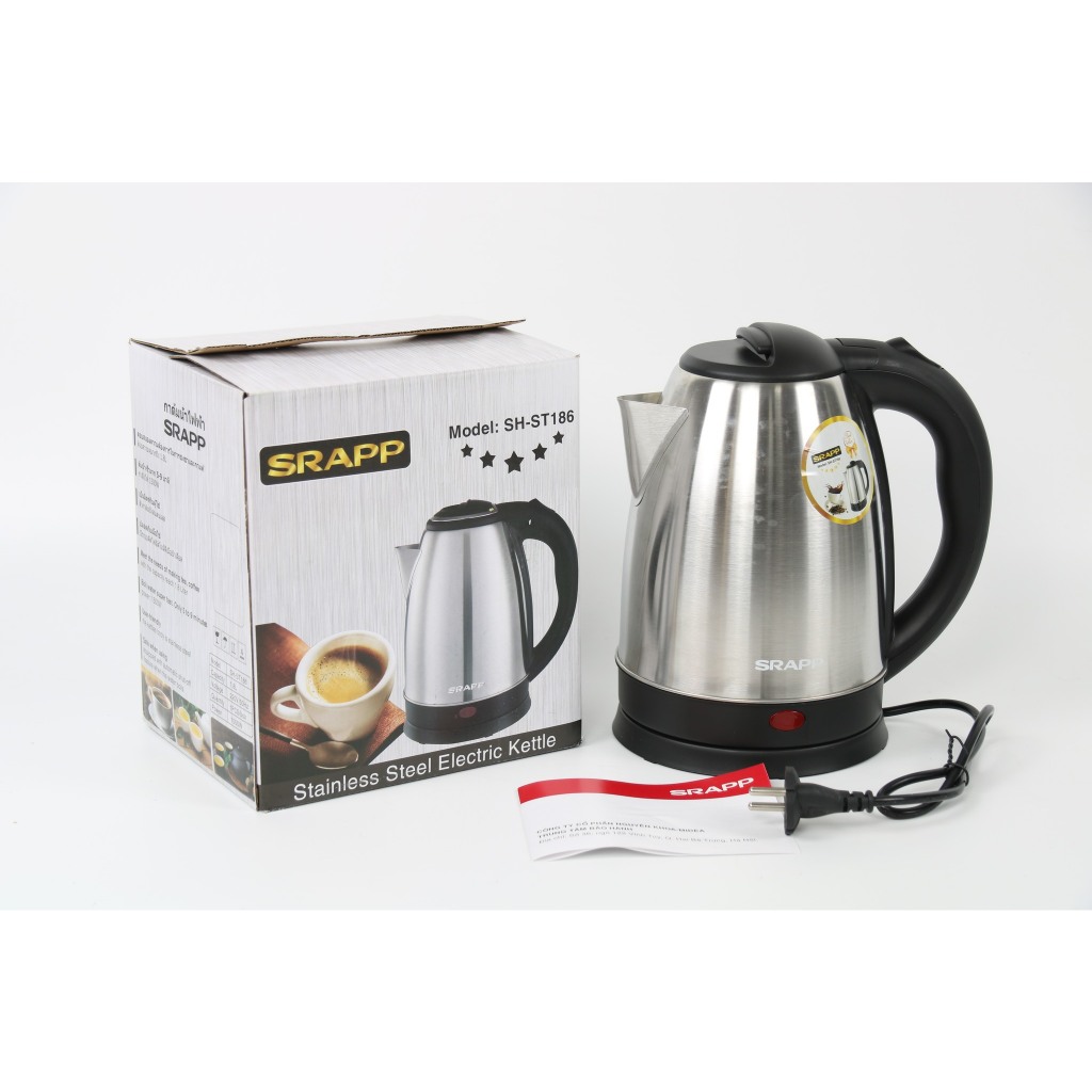 Ấm siêu tốc Inox SRAPP SH-ST186 thể tích 1.8L - 1500W - Bảo hành 12 tháng Công ty