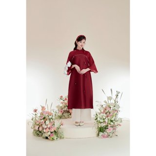   KÈM QUẦN  Áo dài thiết kế Cát Tường áo dài cách tân Tết chất liệu lụa Tafta phối ngọc dành cho mẹ du xuân by L'amme 