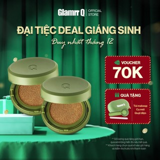  【COMBO TẶNG 02 QUÀ 02 Phấn Nước GLAMRR Q Vegan Super Glow Cover Cushion SPF50+ PA+++  1 Lõi X 15g x 2 hộp  