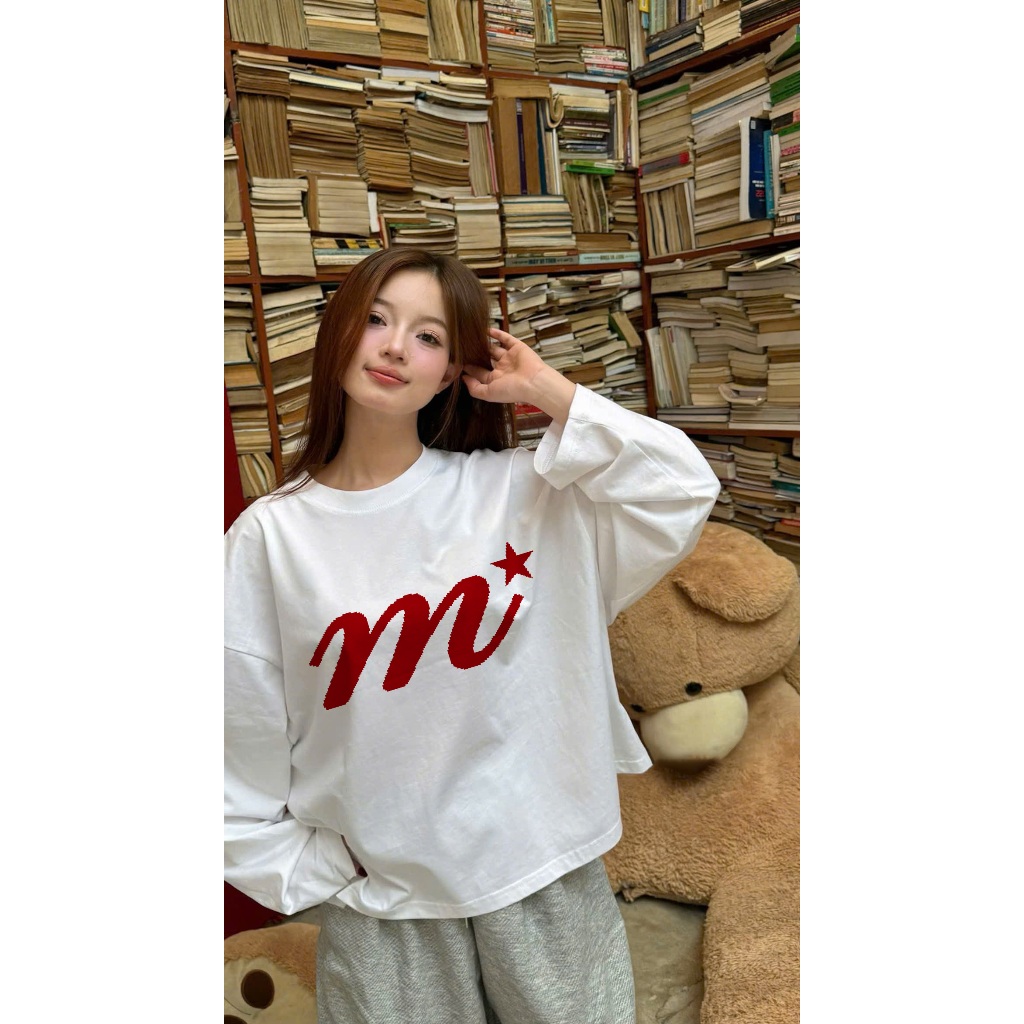 Áo thun boxy tay dài basic style in chữ BST Miucho mềm mại cao cấp dày dặn đứng form in mix | BigBuy360 - bigbuy360.vn