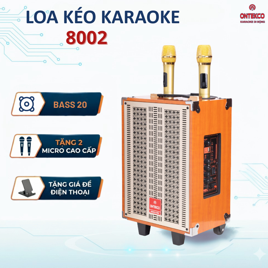 [KÈM 2 MICRO] Loa Karaoke Bluetooth ONTEKCO 8002/TX202 Công Suất Lớn,Hát Karaoke Hay, Bass Chuẩn