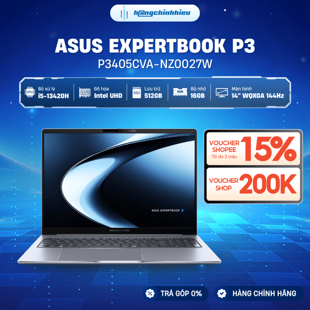 Laptop ASUS ExpertBook P3 P3405CVA-NZ0027W Chip i5-13420H | 16GB | 512GB | 14' 2K  144Hz | Win 11