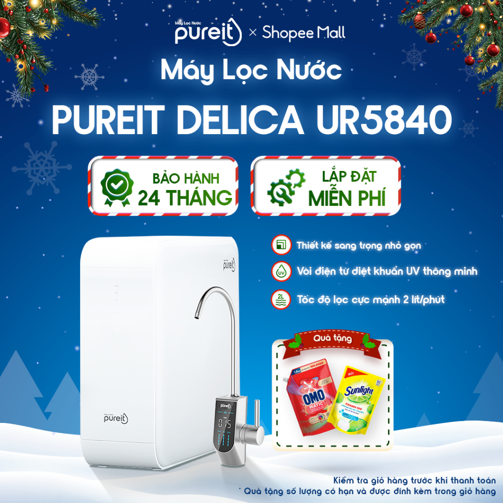   LẮP ĐẶT 0Đ  Máy lọc nước Âm tủ bếp Pureit Delica UR5840  BH 24 THÁNG  