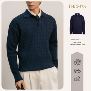  Áo Len Polo Nam THOMAS The Glide Twisted-Wool Len Cotton Sợi Tre Dệt Kim Cao Cấp Thomas Stu AL05 