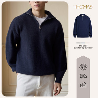  Áo Len Nam Cổ Bẻ Khóa Zip THOMAS The Glide Quarter-Zip Form Regular Len Cotton Sợi Tre Cao Cấp Thomas Stu AL06 