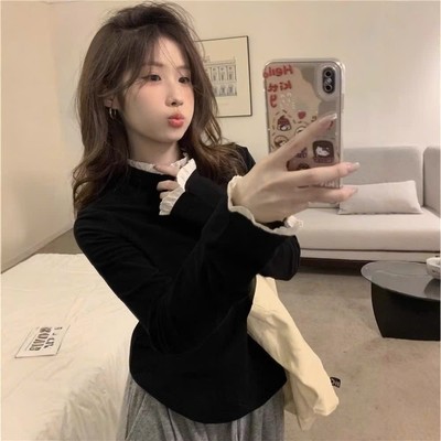 Áo Thun Ôm Bigsize Nữ Áo Giữ Nhiệt Thu Đông Cổ tròn Viền Ren Tay Dài Cho Chubby 55-93kg A334