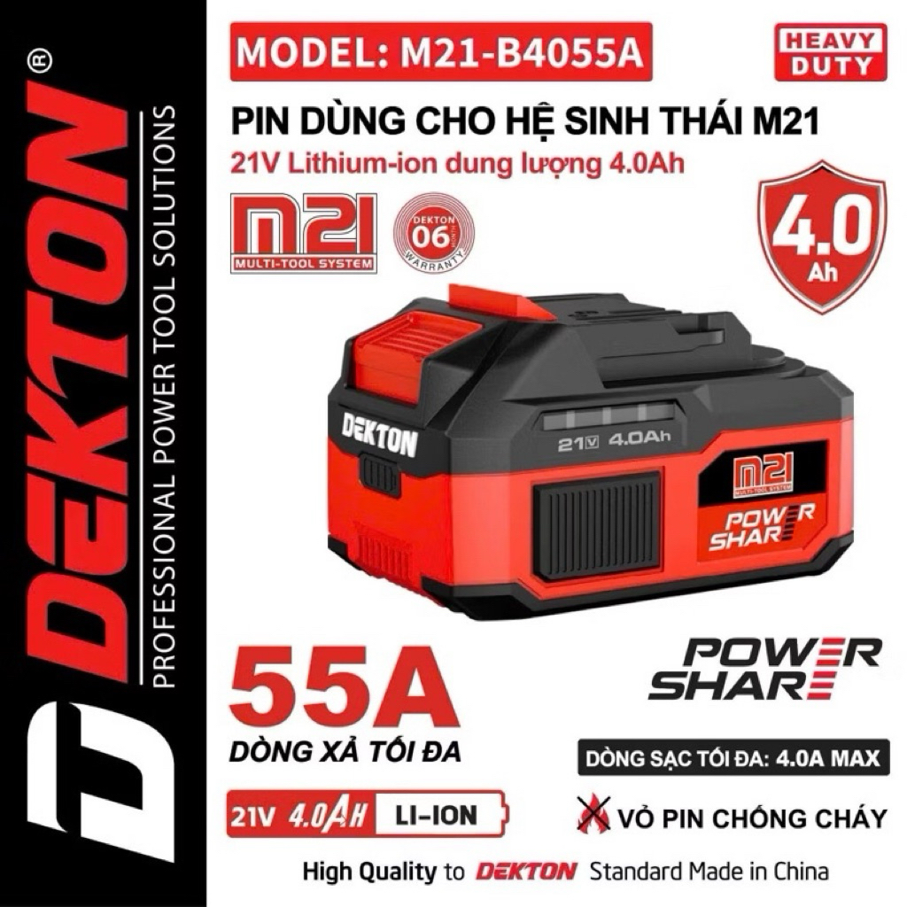 Pin DEKTON M21-B4055A Chân Pin phổ Thông