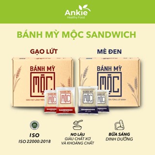 Bánh mỳ Mộc sandwich gạo lứt, mè đen ăn kiêng cho người tiểu đường ANKIE - Gói 55g / Hộp 6 Gói