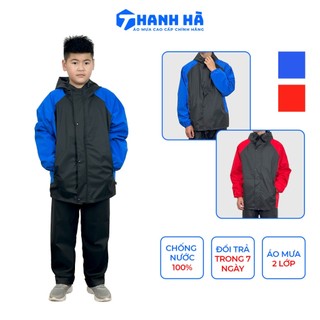 Bộ quần áo mưa trẻ em, 2 lớp cao cấp, chống thấm nước, chắn gió, Áo Mưa Thanh Hà