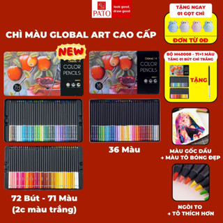  Bút Chì Màu Gốc Dầu 36 71 Màu Global Art Màu Chì Cao Cấp Lõi 0.4mm Màu Bóng Đậm Mịn Loang Màu Tốt Che Phủ Cao M40007 8 