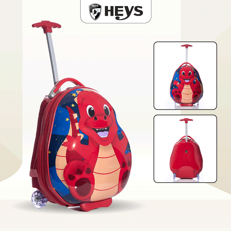 Vali Trẻ Em Heys Travel Tots S Dinosaur Red Nhựa PC cao cấp, Trọng Lượng Siêu Nhẹ Cho Bé