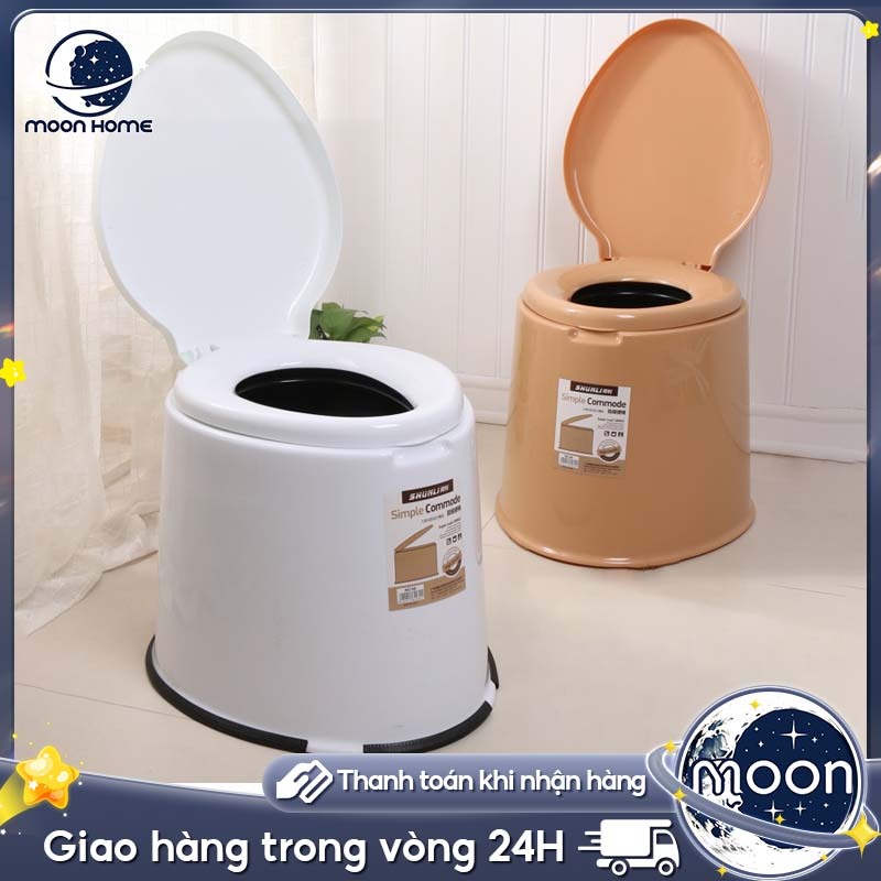 Moon Bồn Cầu Di Động Chống Trượt Bồn Cầu Nhựa Cao Cấp Bô Vệ Sinh Trong Nhà Cho Người Già Bà Bầu