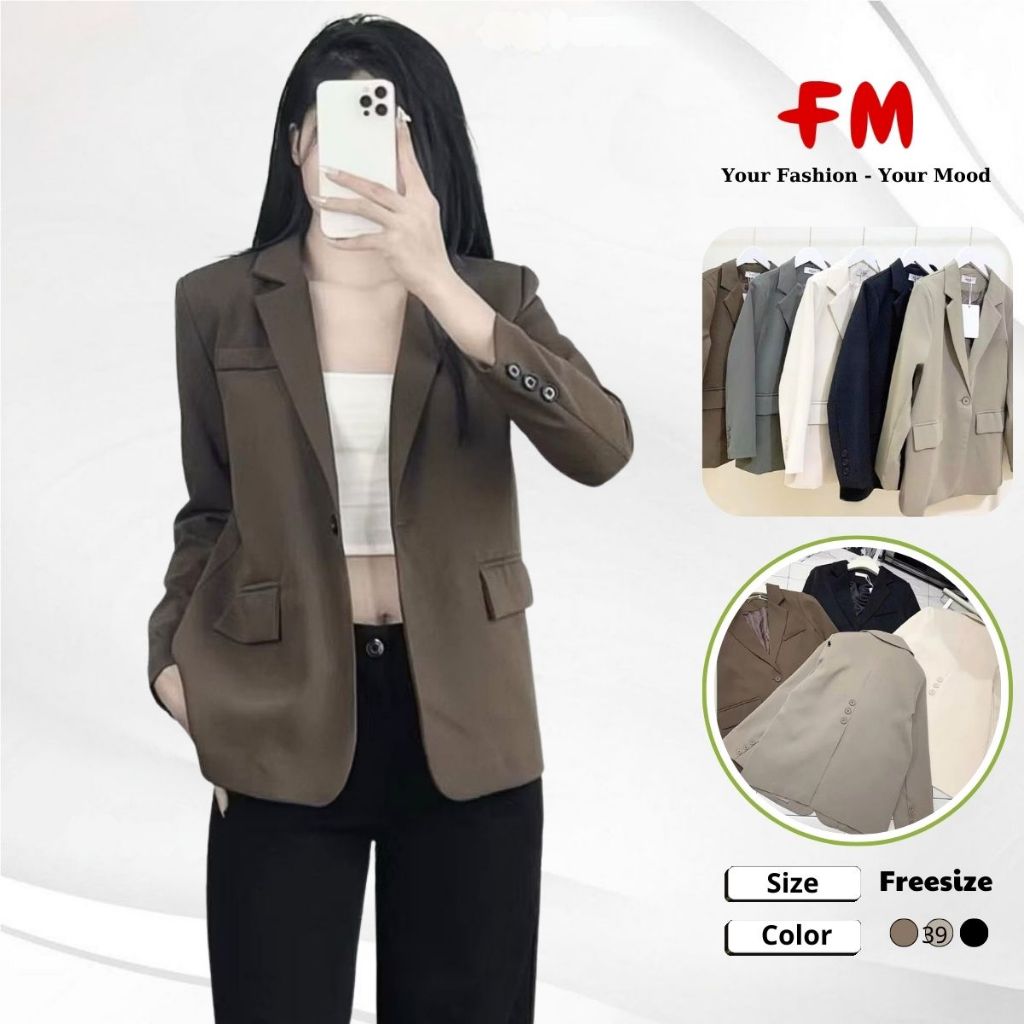 Áo Khoác Vest Nữ FMSTYLE – Blazer 2 Lớp Cao Cấp, Xẻ Tà Sau, Phối 3 Nút Chuẩn Hàn Quốc 25101654