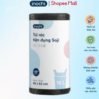 Túi rác tự phân hủy Inochi Soji, có quai, cuộn tiện dùng, màu/đen, sinh học an toàn, Vạn Phúc.