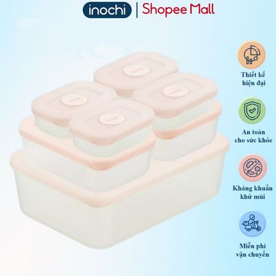 Bộ 7 hộp trữ đông Inochi, Bảo Quản Tươi Ngon, An toàn, nhiều kích cỡ, hộp thực phẩm, Chịu nhiệt tốt