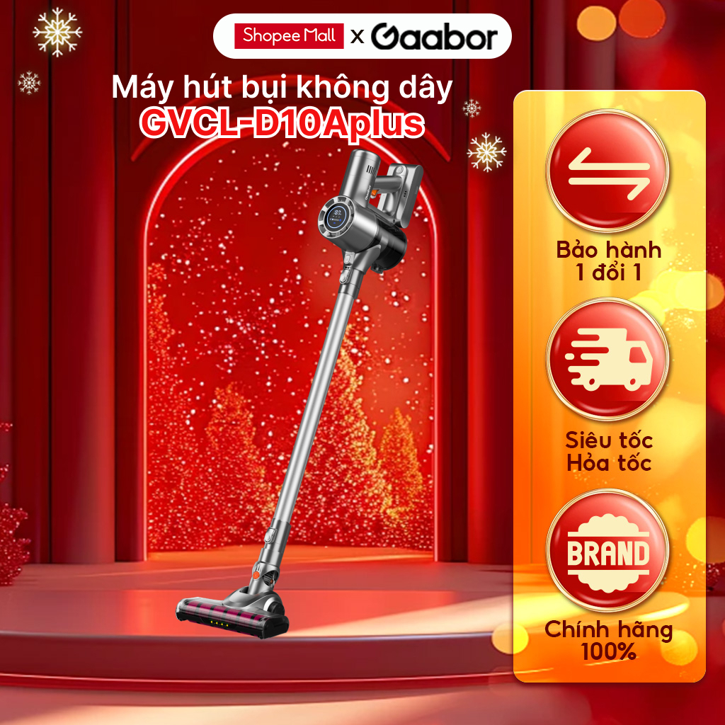 Máy hút bụi không dây GAABOR GVCL-D10A, màu Đen/Tím, lực hút 16000Pa, dung lượng 1L