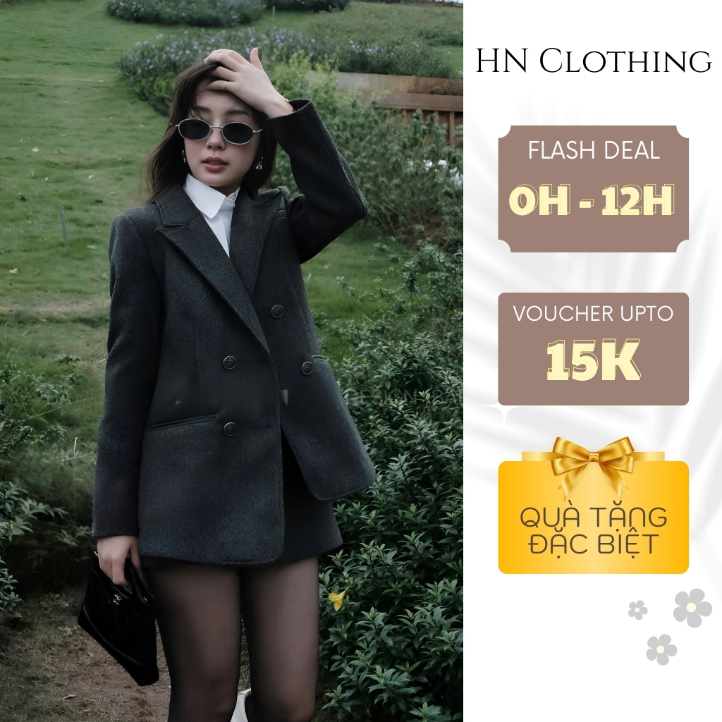 Set blazer dạ dáng dài cao cấp thần thái sang chảnh, chuẩn phong cách Hàn Quốc HN Clothing S130