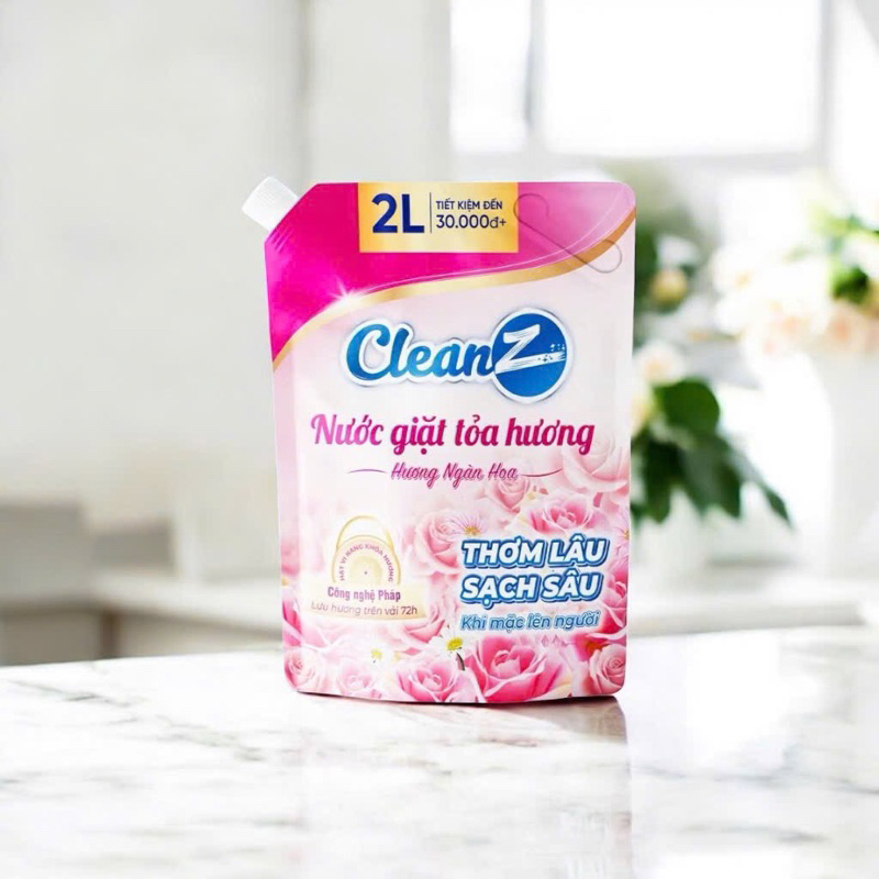 [01 Túi] Nước Giặt Xả Toả Hương CleanZ 2lít/túi đánh bay vết bẩn, đậm đặc hương thơm lâu dài