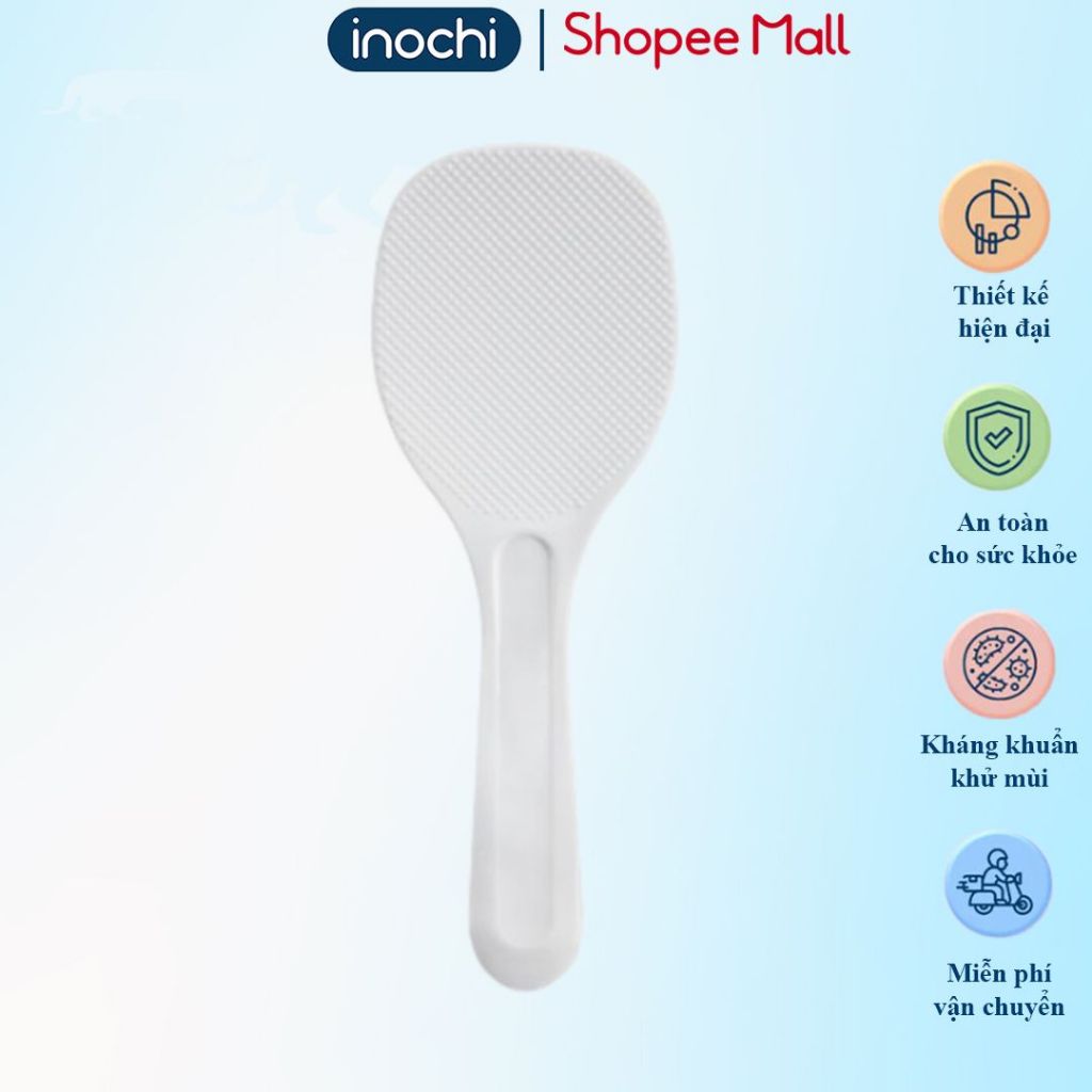 Muỗng xới cơm chống dính, đế tự đứng Inochi Sendai Nhật Bản, an toàn tuyệt đối, Vạn Phúc