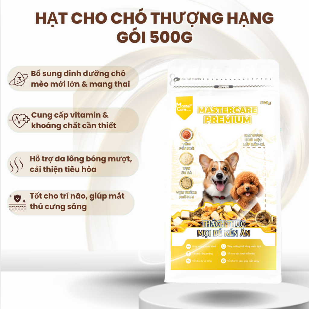 Hạt MASTERCARE Premium Cho Chó 500g – Mix Thịt Sấy, Dễ Ăn, Giảm Rụng Lông