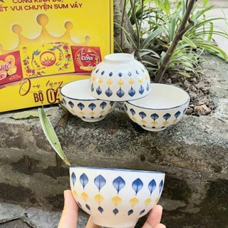 Bộ 10 chén sứ ( bát sứ) họa tiết - Tráng men cao cấp- chén sứ, chén cơm, chén cơm, bát ăn cơm