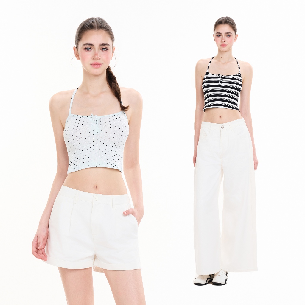 CARA Áo croptop nữ Luna form ôm dáng ba lỗ cổ yếm năng động