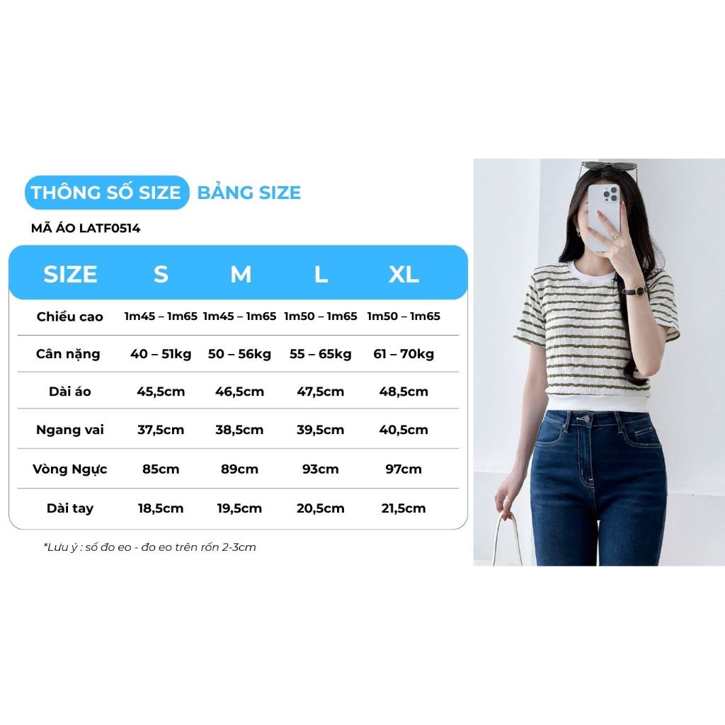 Áo Thun Nữ GUMAC Áo Phông Kiểu Kẻ Sọc Ngang Dáng Ngắn Bo Eo Co Giãn Mềm Mát LATF0514 | BigBuy360 - bigbuy360.vn