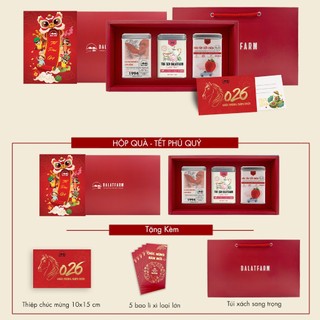 Hộp Quà Tết Phú Quý (Trà Sen - Cà phê Robusta - Dâu Tây Sấy Giòn)