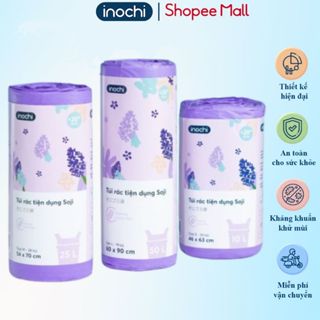 Túi đựng rác hương INOCHI, túi rác tự hủy có quai xách, hạn chế rỉ nước. Túi rác có hương ngăn mùi