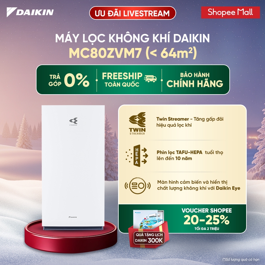 [LIVESTREAM] Máy lọc không khí Daikin MC80ZVM7 - Điều khiển app - Twin Streamer | BigBuy360 - bigbuy360.vn