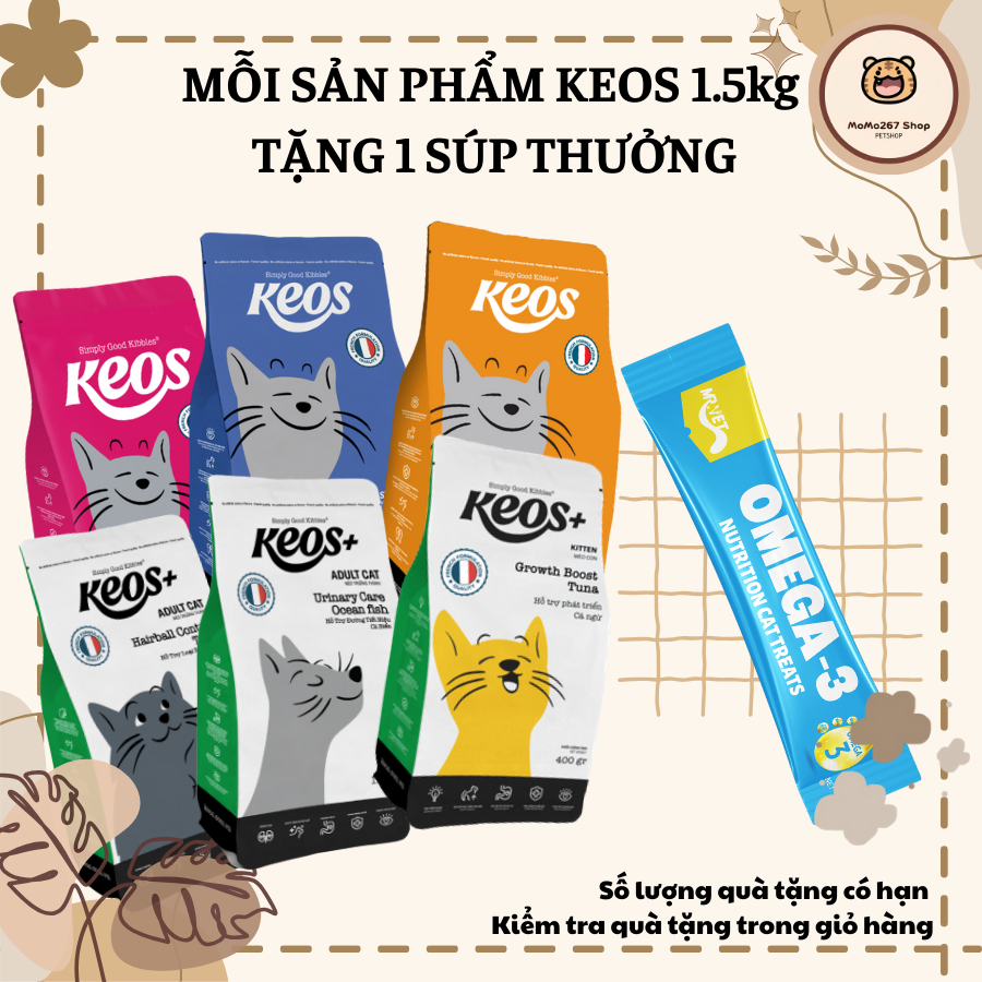  1.5kg Thức ăn hạt cho MÈO KEOS KEOS+ 
