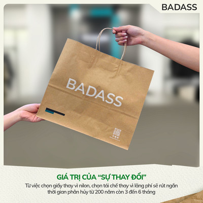 Túi giấy kraft nâu đựng quà thương hiệu thời trang nam BADASS - Túi giấy nhỡ 30x35x10