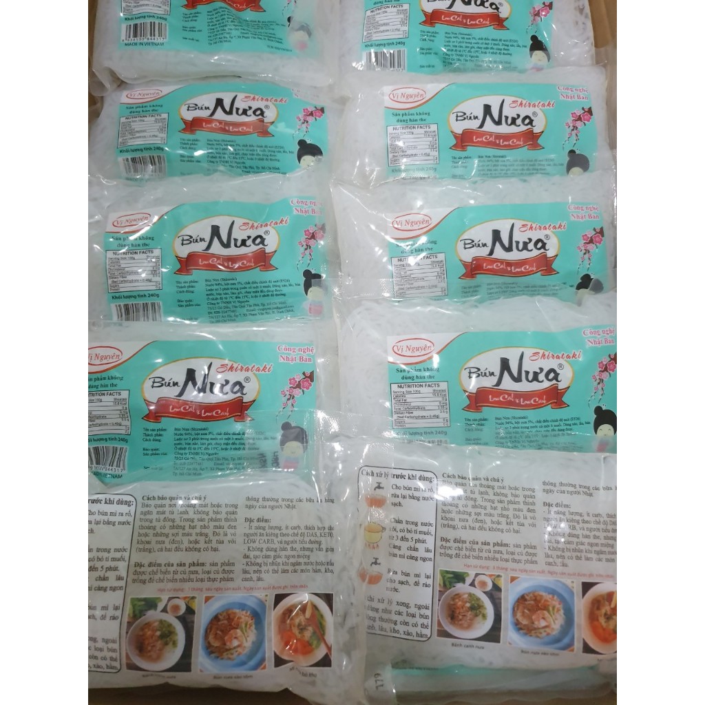 Combo 10 Gói Bún Nưa Keto Das Vị Nguyên 240Gram - không carb - Giảm Cân - Keto Das