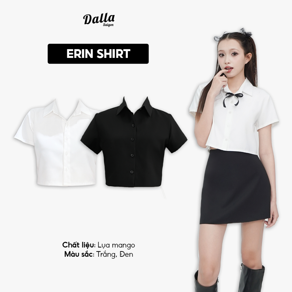 DALLA Áo sơ mi tay ngắn croptop (SM01) Erin Shirt