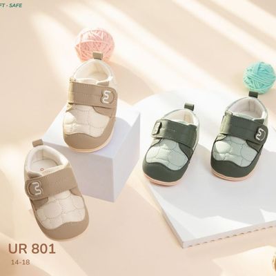 Giày tập đi cho bé Ualarogo đế cao su chống trượt an toàn quai dán điều chỉnh bảo vệ ngón chân UR 801