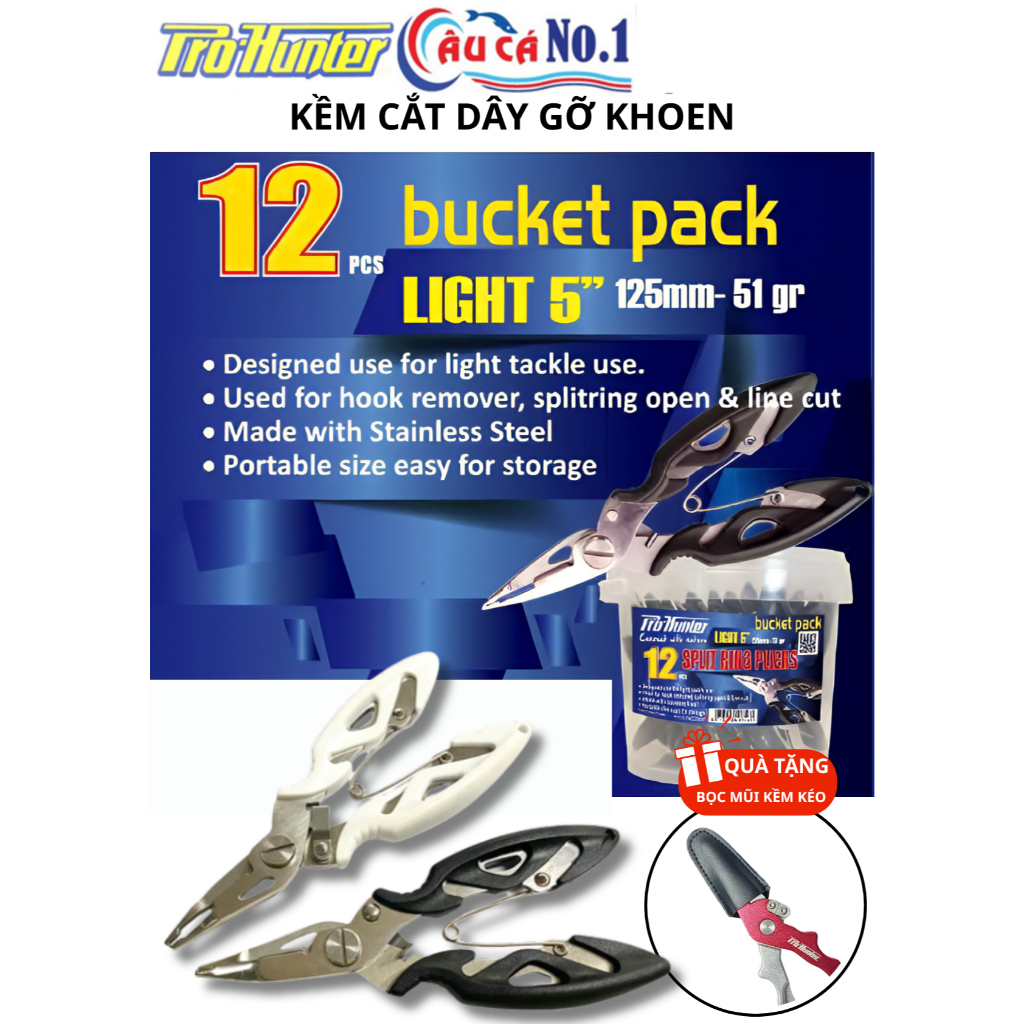 KỀM CẮT DÂY GỠ KHOEN CÂU CÁ - PROHUNTER LIGHT 5" SPLIT RING PLIER - KỀM CÂU LURE