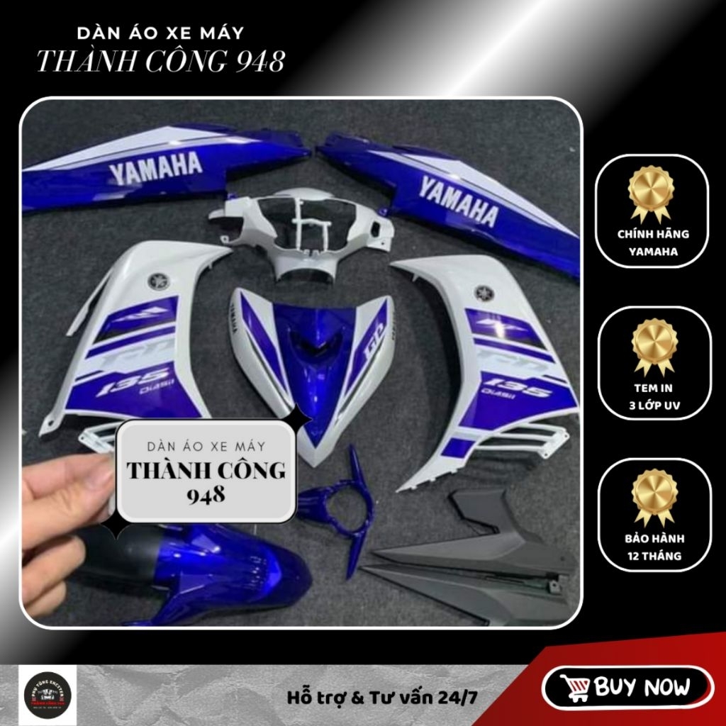 Dàn áo Exciter 135 Xanh Trắng Tem GP | Hàng Chính Hãng chuẩn đời 2011–2014 | Tặng Tem + Baga + Stick