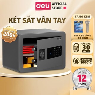   Tặng Pin  Két Sắt Vân Tay DELI ET591 Két Sắt Khách Sạn Khung Kim Loại Chống Cắt Chống Cháy An Toàn 