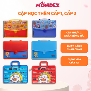  Cặp Học Thêm Cho Bé Cấp 1 Cấp 2 - Cặp Đi Học Mondez 2 Ngăn Đựng Vừa Giấy A4 Chất Liệu Nhựa Nguyên Sinh An Toàn 