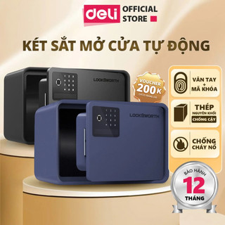   VOUCHER 100K  Két Sắt Mở Cửa Tự Động Deli Két Sắt Vân Tay Nhiều Màu Chống Cháy An Toàn Cho Gia Đình 