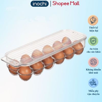 Khay đựng trứng cao cấp inochi, khay đựng trứng có nắp, nhựa không mùi thiết kế bền đẹp