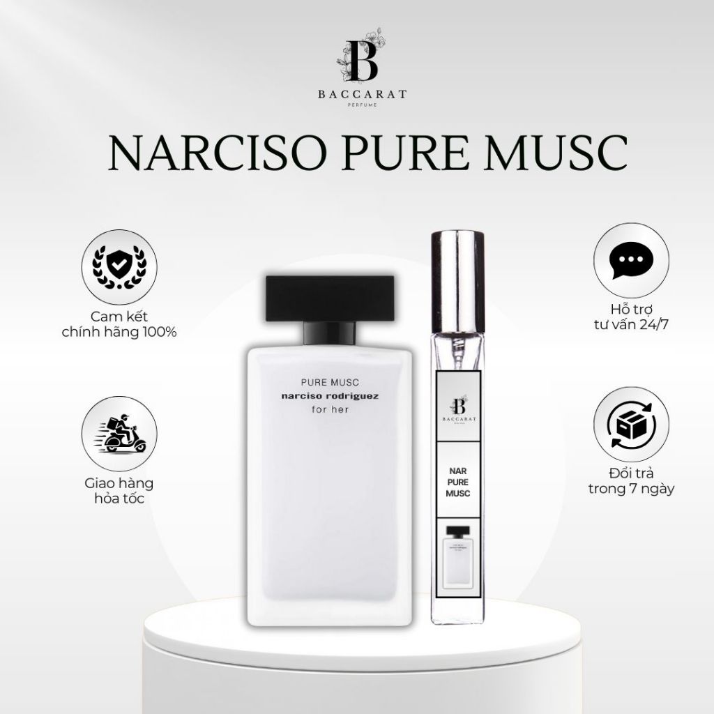 Nước Hoa Nữ Nar Trắng | Nar Hồng Chiết 10ml - Mùi Hương Thanh lịch, Quyến rũ - BACCARAT PERFUME