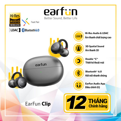 Tai Nghe Bluetooth Earfun Clip Thiết Kế Mở Open-Ear Kẹp Vành Tai Bluetooth 6.0 Hi-Res LDAC Pin 40H
