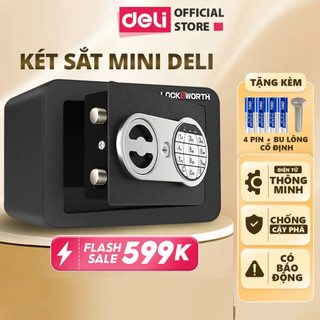  Két Sắt Điện Tử Mini Deli 2 Phương Thức Mở Khóa Bảo Mật Cao Két Sắt An Toàn Chống Cháy Cho Mọi Người 