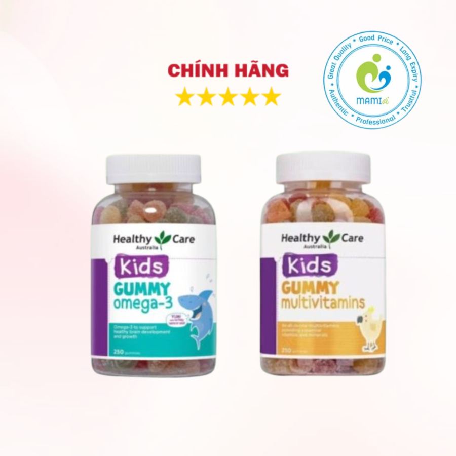 Kẹo dẻo Healthy Care Kids Gummy Omega 3/ Multivitamin, Úc (250 viên) cho trẻ 2 tuổi trở lên