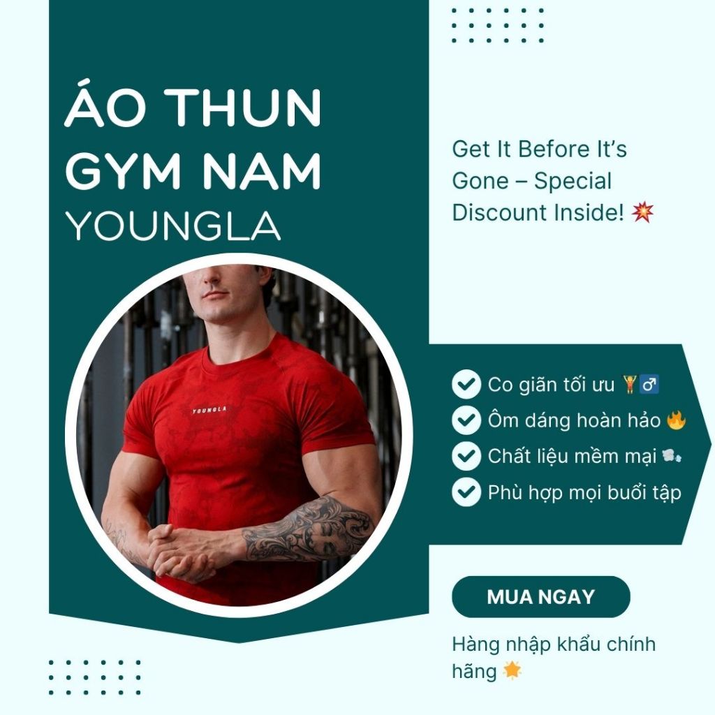Áo thun gym nam Youngla – Siêu thoáng mát, co giãn 4 chiều, tôn body và phong cách