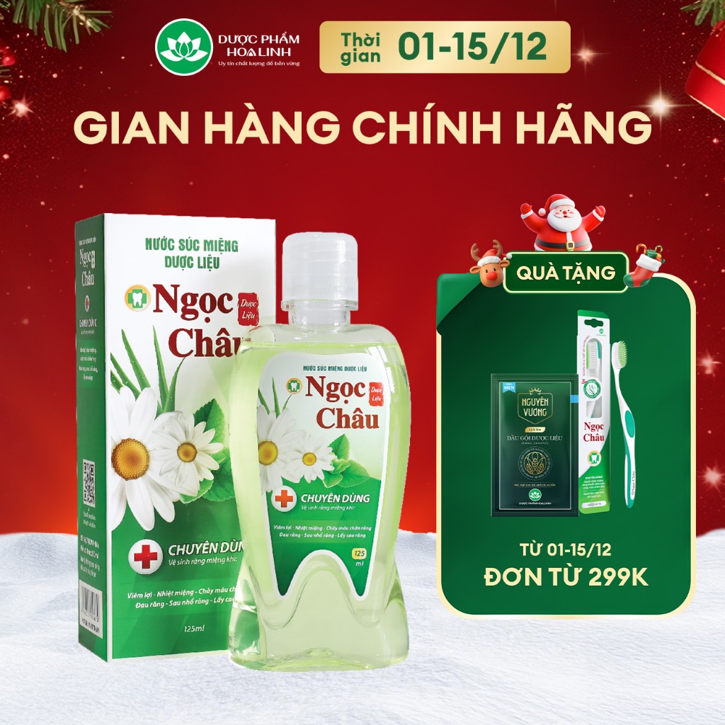 Nước súc miệng dược liệu Ngọc Châu 125ml - Ngăn nhiệt miệng, diệt khuẩn, giữ hơi thở thơm mát