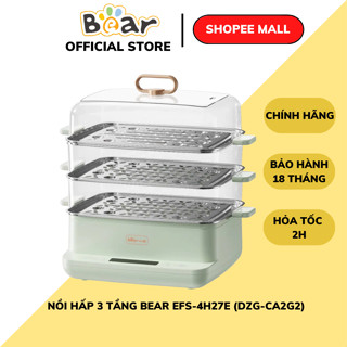  Nồi hấp điện 3 tầng 12L mini Bear EFS-4H27E  DZG-CA2G2  800W Xửng hấp Inox-Có hẹn giờ BH 18 Tháng 